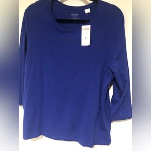 Chico’s Collette 3/4 sleeve top size 3 = US size 16 XL. Color is Blue Grotto